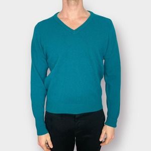 Vintage teal wool sweater‎ 1980s